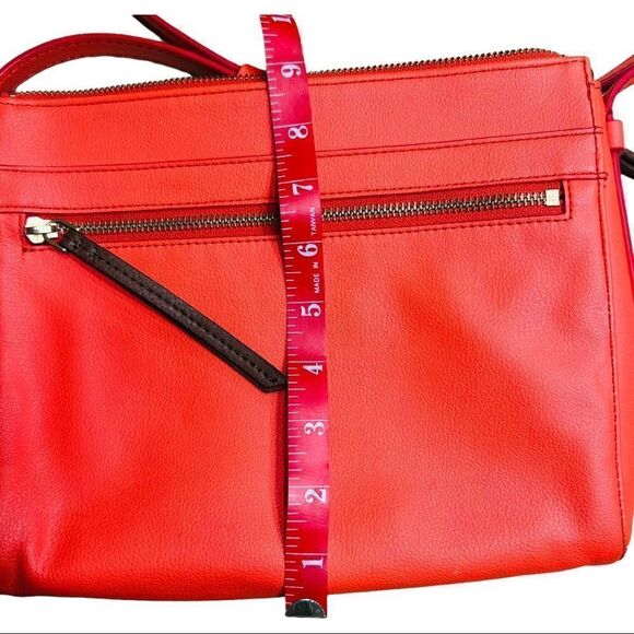 Fossil Bright Orange Crossbody Purse Copper Looking Hardware - Picture 4 of 9